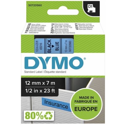 DYMO páska D1 12mm x 7m, černá na modré, 45016, S0720560 – Zbozi.Blesk.cz