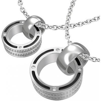 Šperky eshop Přívěsky z oceli pro dva dvě kolečka a zirkony R1.12