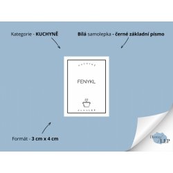 DomaLEP FENYKL Samolepky Nálepky a Štítky na Kořenky písmo černé základní písmo