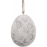 Bílé antik plechové závěsné vajíčko s kytičkama 10*2*8 cm – Hledejceny.cz