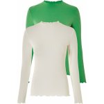 esmara Dámské triko s dlouhými rukávy zelená/bílá – Zboží Dáma