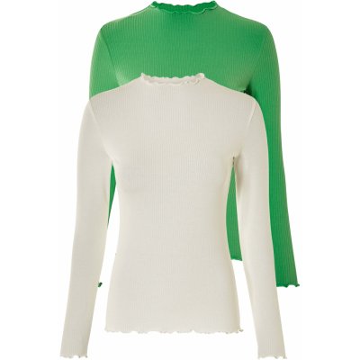 esmara Dámské triko s dlouhými rukávy zelená/bílá – Zboží Dáma