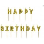 PartyDeco svíčky Happy Birthday zlaté – Zboží Dáma