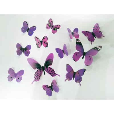 Nalepte.cz 3D fialoví motýlci 12 ks 7 x 11 cm