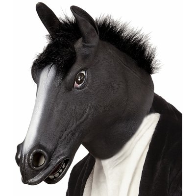 Latexová maska černého koně s hřívou