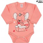 Kojenecké body dlouhý rukáv NEW BABY Mouse lososové – Zboží Mobilmania