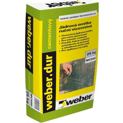 Weber weber.dur cementový jádrová omítka 4mm 25 kg - MC 660 25 – Zboží Mobilmania