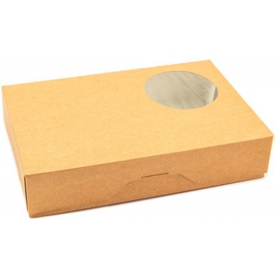 Krabička na donuts/cukroví s okénkem kraft hnědý 185x270 v.55mm v balení 15 ks – Zboží Mobilmania