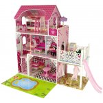 Lean Toys Dřevěný domeček pro panenky vila Nadia Light Pink – Zboží Dáma