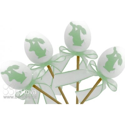 BD-TOVA Bílé vajíčko se zeleným zajíčkem zápich 4 ks – Zboží Dáma