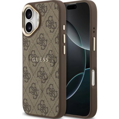 Guess PU Leather 4G Gold Frame MagSafe Zadní Kryt pro iPhone 17 Brown – Zboží Mobilmania