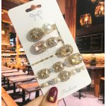 B-TOP Sada 5 ks štrasových sponek do vlasů - zlatá/ barevná Druh barvy: Fialová – Zboží Mobilmania