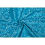 Brokát knížecí, tyrkysový s bílou – Zboží Mobilmania