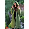 Dámský svetr a pulovr Fashionweek Dlouhý Kardigan s kapucí JK-HONEY Zelená