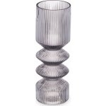 Giftdecor Skleněná váza, rýhované sklo, 8 x 23 cm barva šedá – Hledejceny.cz