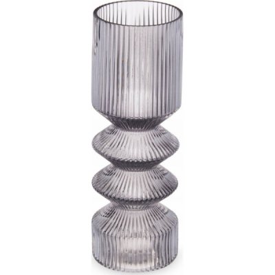 Giftdecor Skleněná váza, rýhované sklo, 8 x 23 cm barva šedá – Hledejceny.cz