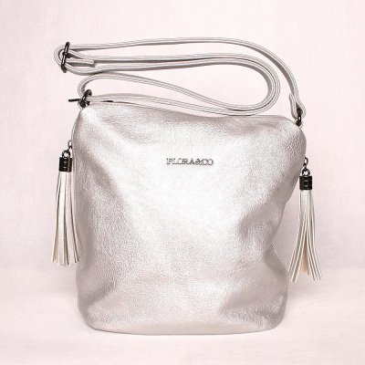 Flora & Co malá /středně velká stříbrná crossbody kabelka H5623 – Zboží Mobilmania