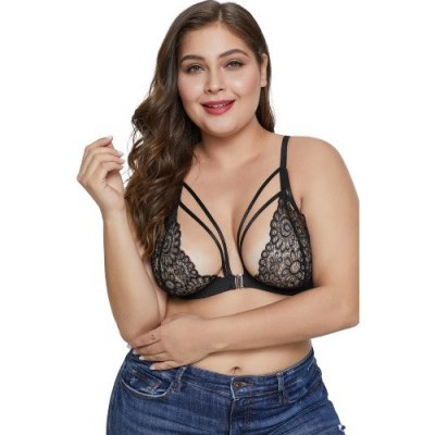 VšeNaSex.cz Dámská podprsenka Black Floral Plus Size Bralette – Zboží Dáma