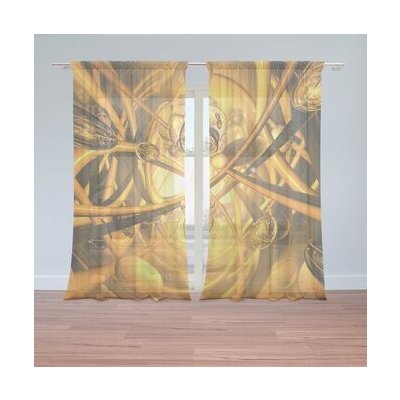 Sablio Záclony Žlutá abstrakce: 2ks 150x250cm – Hledejceny.cz