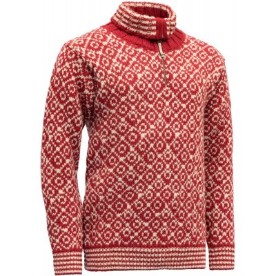 Devold Svalbard Sweater Zip Neck hindberry/offwhite – Zbozi.Blesk.cz