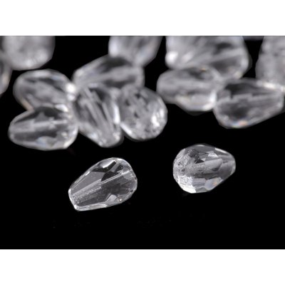 Skleněné korálky broušené kapky 7x10 mm, crystal, 20 g – Sleviste.cz