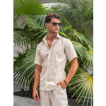 TallGuys pánská prodloužená lněná košile límeček slim natural – Hledejceny.cz