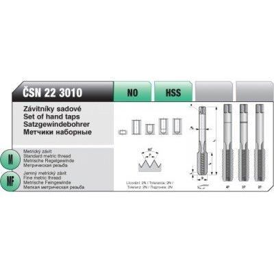 M6 HSS L I. závitník sadový 3010 6,0x1,0 levý HSS-LH ruční, 1. předřezávací, metrický – Zboží Mobilmania