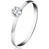 Prsteny Šperky eshop zlatý prsten 585 čirý diamant ve vyvýšeném kulatém kotlíku bílé zlato BT503.10