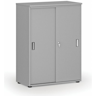 Primo Kancelářská skříň se zasouvacími dveřmi GRAY, 1087 x 800 x 420 mm, šedá – Zboží Dáma