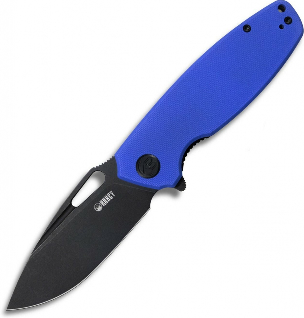 KUBEY Tityus Liner Lock Flipper Folding Knife Blue G10 Handle KU322I