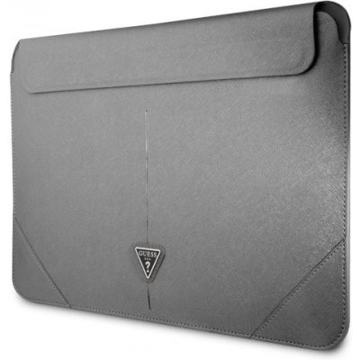 Guess Saffiano Triangle Metal Logo Computer Sleeve 16" Silver 4595