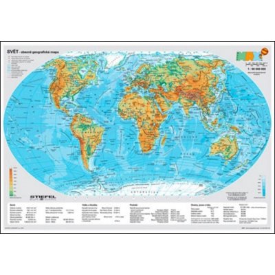 Svět obecně geografický + Svět politický mapa A3 – Zboží Mobilmania