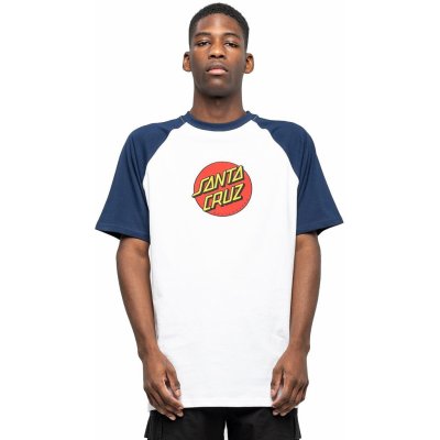 Santa Cruz Classic Dot Raglan T-Shirt Flame Dark Navy-White