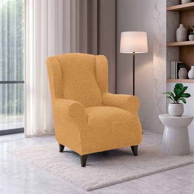 Nueva Textura strečový potah na křeslo ušák Rubinia zlatá 70 - 95 cm – Zboží Mobilmania