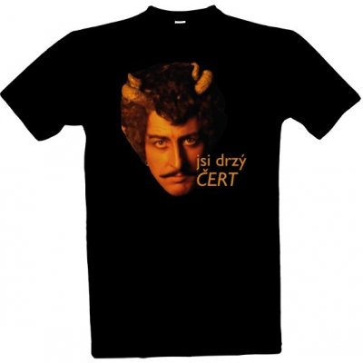 Tričko s potiskem Drzý čert s čerty nejsou žerty pánské černá – Sleviste.cz