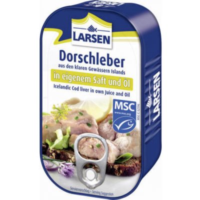 Larsen tresčí játra ve vlastní šťávě a oleji 115 g – Zboží Dáma