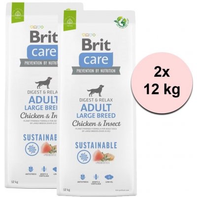 Brit Care Sustainable Adult Large Breed Chicken & Insect 2 x 12 kg – Zboží Mobilmania