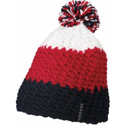 Myrtle Beach 3-barevná háčkovaná čepice s bambulí MB 7940 navy-red-white – Hledejceny.cz