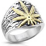 Šperky Eshop prsten z chirurgické oceli list marihuany Stříbrné barevné provedení C23.10