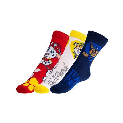 Ponožky dětské Tlapková patrola 1 sada 3 páry bílá červená modrá žlutá – Hledejceny.cz