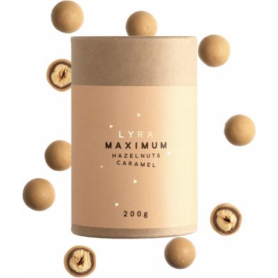 Lyra MAXIMUM HAZELNUTS CARAMEL Lískové ořechy v nugátu a slaném karamelu 200 g – Zbozi.Blesk.cz