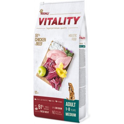 Akinu Vitality pes dospělý střední kuře a hovězí 12 kg – Hledejceny.cz
