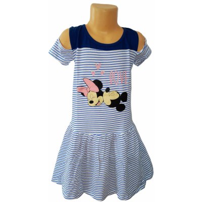 Eplusm šaty Minnie a Mickey love s proužky a dělenými rukávky modré