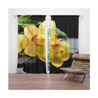 Sablio Závěs Žluté orchideje: 2ks 140x250cm – Hledejceny.cz