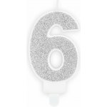 PartyDeco Narozeninová svíčka číslo 6 stříbrná – Zboží Dáma