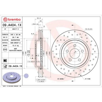 Brzdový kotouč BREMBO 09.A404.1X | Zboží Auto
