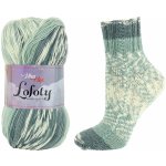 Pletací / háčkovací příze Vlna-Hep LOFOTY 7807 zeleno-bílá, vzorovaná, ponožková, 100g/420m – Zboží Mobilmania