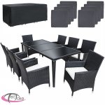 tectake 401161 Zahradní ratanový nábytek Monaco 8+1 vč. plachty černá – Zboží Dáma