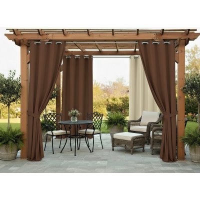 MyBestHome Venkovní zahradní závěs s kroužky MONTANA 155x220 cm hnědá – Zboží Dáma