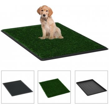 Meedo Toaleta pro psy s nádobou a umělou trávou zelená 63 x 50 x 7 cm WC